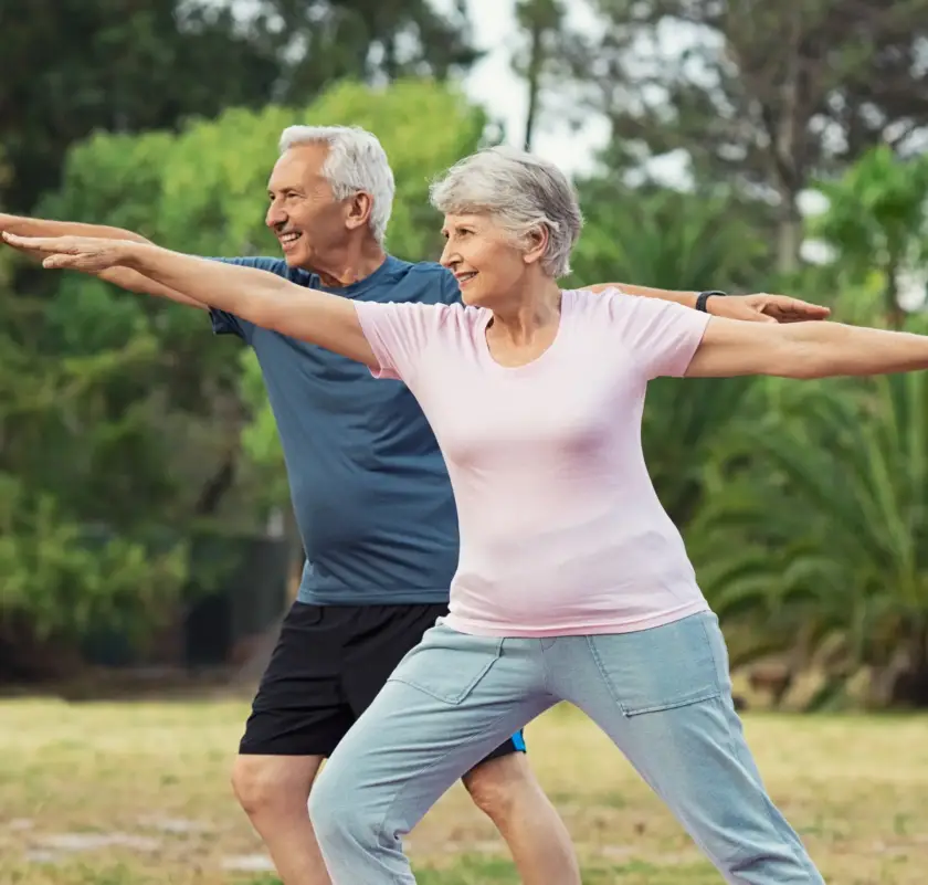 Two Elderly exercising